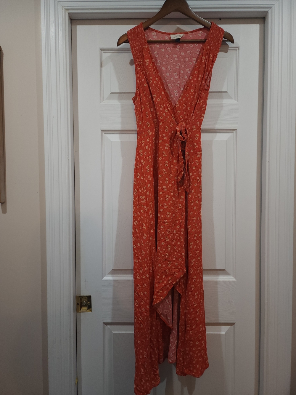 Universal Thread Orange Floral High-Low Wrap Dress
